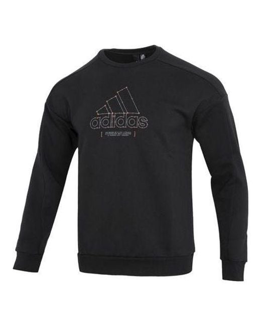 Adidas Black Th Mh Crew Logo Athleisure Casual Sports Round Neck for men