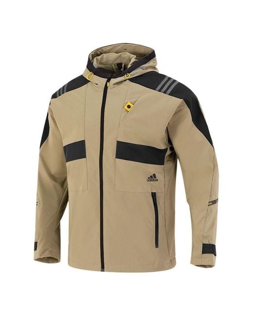 Adidas Green Athleisure Casual Sports Hooded Training Knit Jacket for men