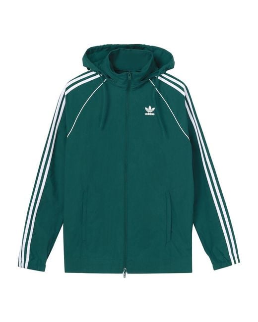Adidas Green Originals Logo Colorblock Stripe Sports Jacket for men