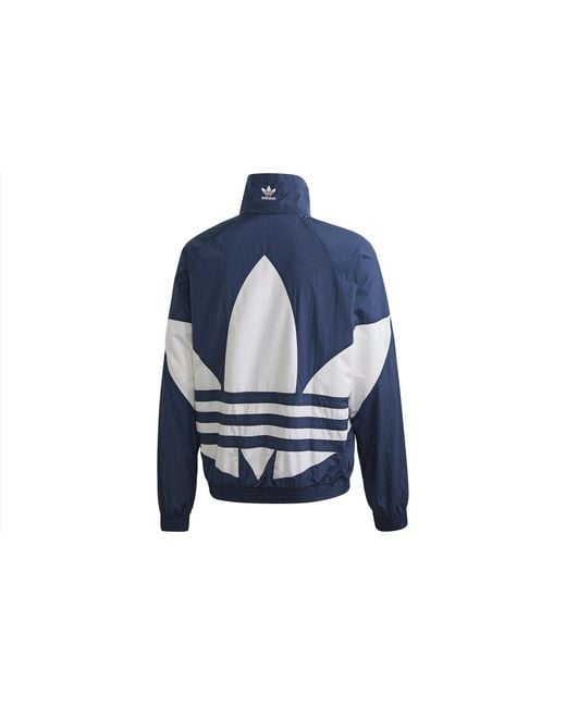 Adidas Blue Originals Large Logo Zipper Sports Jacket for men
