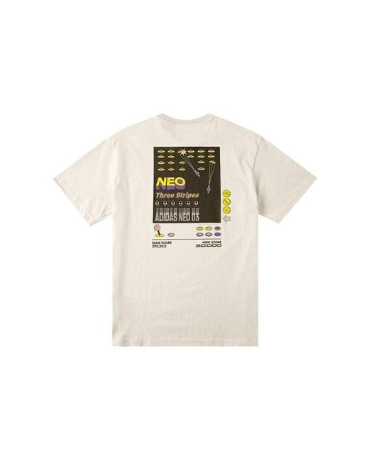 Adidas White Neo Se Arc Gr Tee Game Pattern Printing Round Neck Short Sleeve Bauxite T-Shirt for men