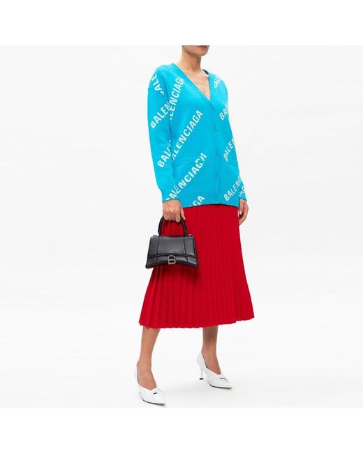 Balenciaga Blue (Wmns) Logo Monogram Cardigan Relaxed Fit