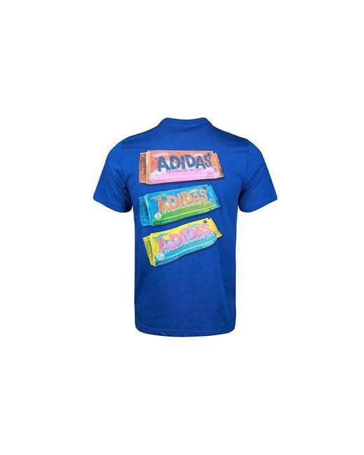 Adidas Blue Printing Round Neck Casual Sports Short Sleeve T-Shirt for men