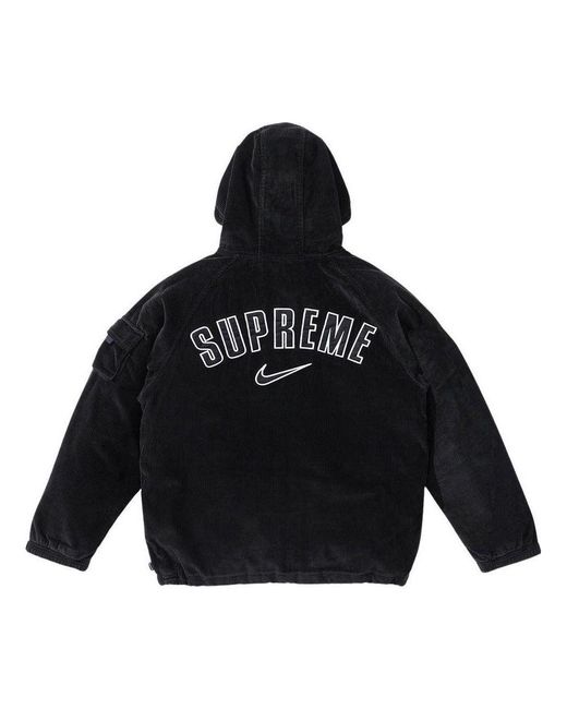 Supreme Black X Nike Arc Corduroy Hooded Jacket for men