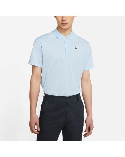 Nike Blue Dri-Fit Victory Logo Quick Dry Breathable Sports Short Sleeve Polo Shirt Light for men