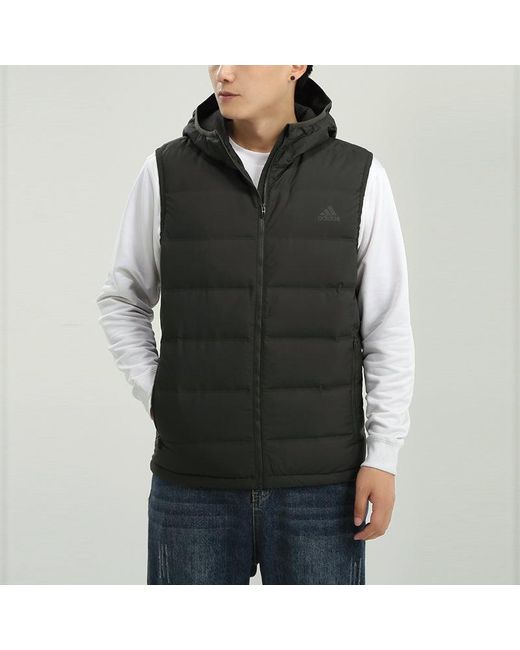 Adidas Gray Helionic Vest Stay Warm Hooded Down Vest for men