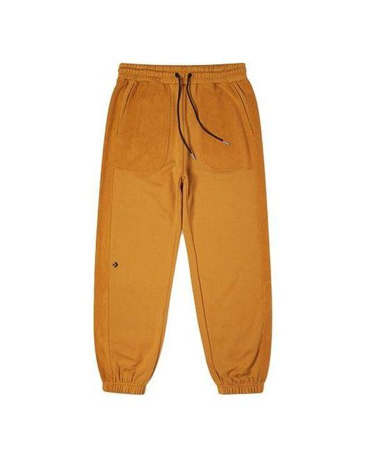 Converse Orange Logo Embroidered Loose Fleece Bundle Feet Sports Pants for men