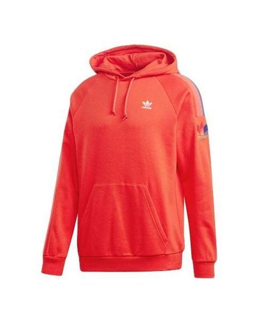 Adidas Red Originals 3Dtf 3 Stp Hood Logo Printing Raglan Sleeve Hooded Sports Fluorescence for men