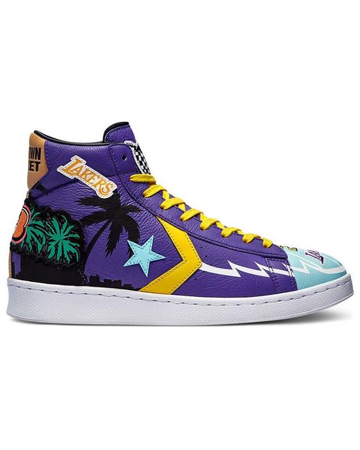 Converse Blue Chinatown Market X Pro Leather High 'Lakers Championship Jacket' for men