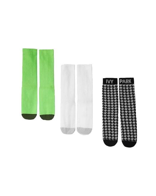 Adidas Green Originals X Ivy Park Crossover Contrasting Colors Logo Sports Mid Calf Socks 3 Pairs