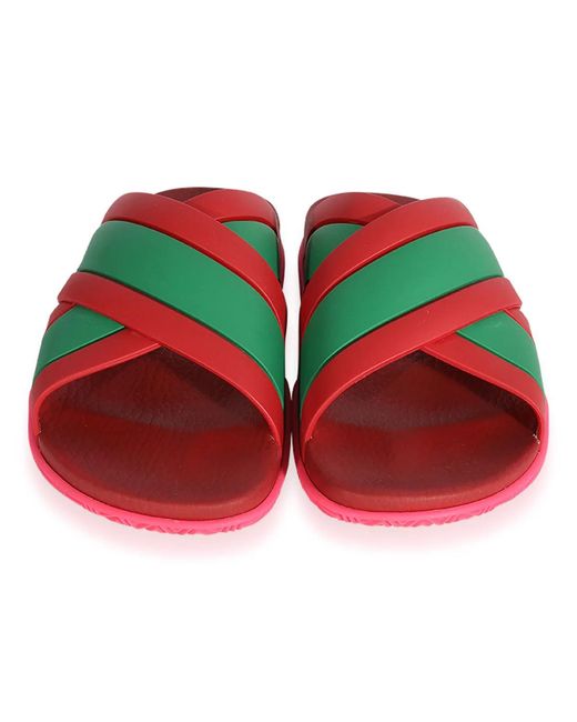 Gucci Red Web Crossover Rubber Sandal