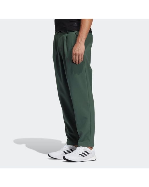 Adidas Green Wj Pnt Wv Warm Solid Color Loose Athleisure Casual Sports Pants for men