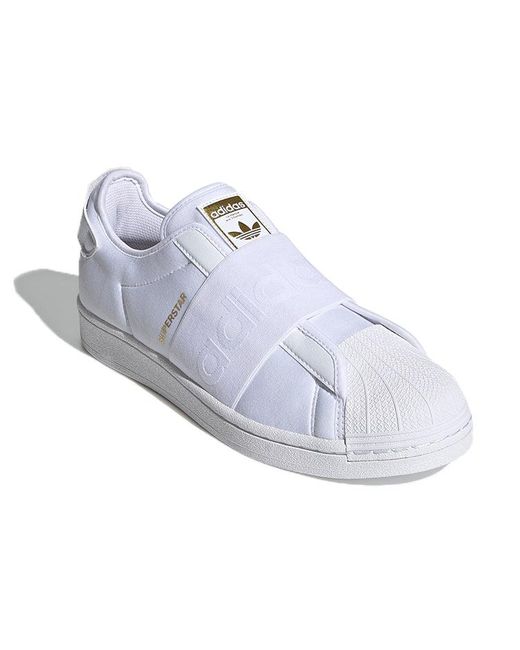 Adidas White Superstar Slip-On Shoes Metallic' for men
