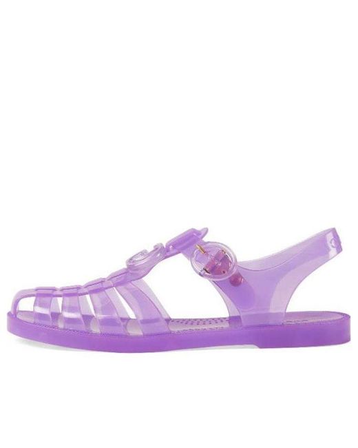Gucci Purple Embossed Flat Sandals