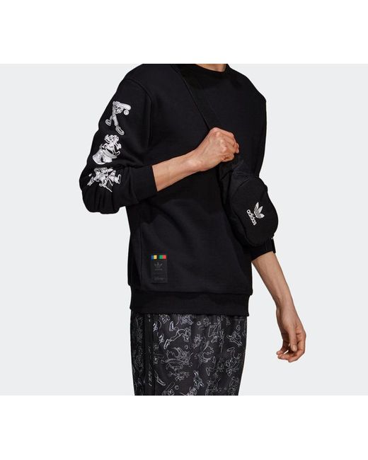 Adidas Black X Disney Goofy Crew Crossover Pullover for men