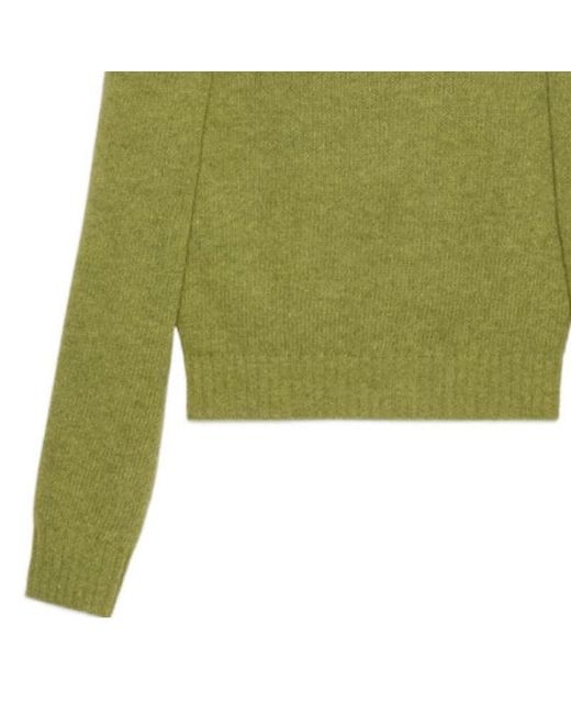 Gucci Green Logo Embroidery Wool Sweater for men
