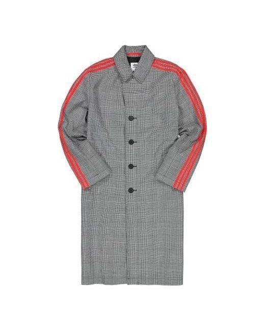 Adidas Gray Originals X 424 Trench Coat Crossover Plaid Long Windbreaker for men