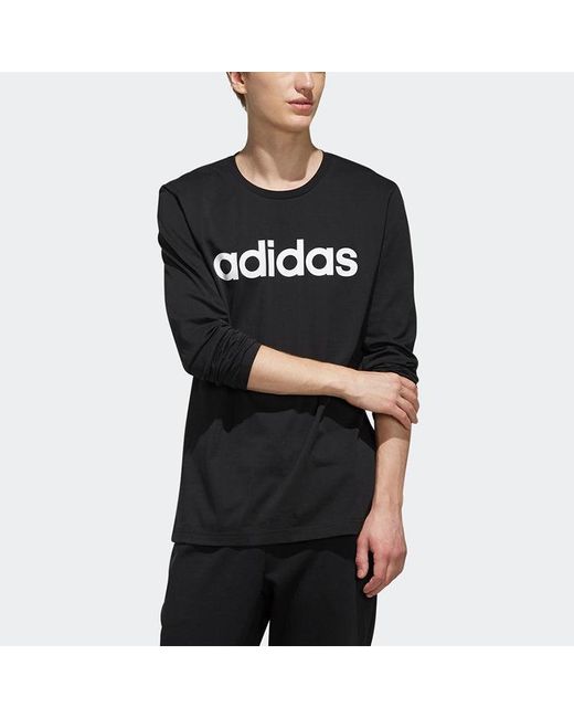 Adidas Black Neo M Ce Lnr Ls Logo Printing Round Neck Long Sleeves for men