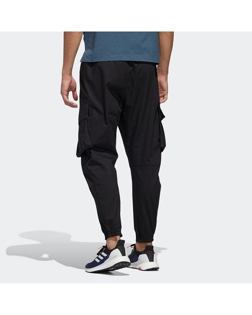 Adidas Black Th Pnt Cargo Leisure Sports Big Pocket Suit Trousers for men