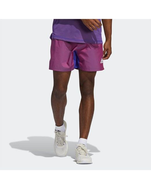 Adidas Purple Primeblue Short Contrasting Colors Training Sports Shorts Metallic for men