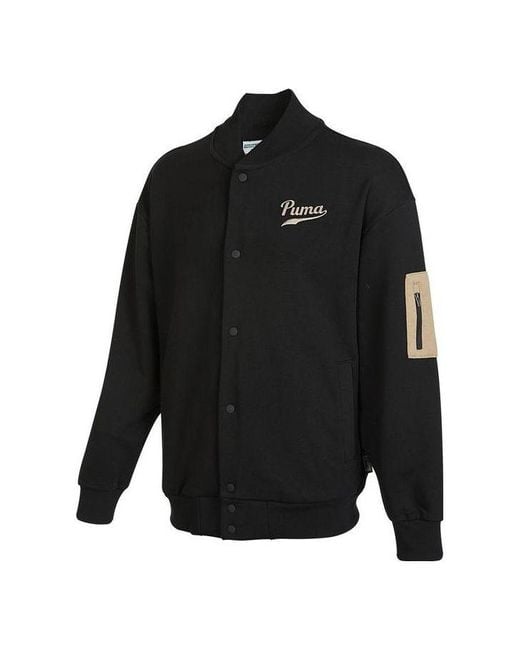 PUMA Black Logo Baseball Jacket for men