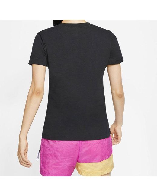 Nike Black (Wmns) As W Nsw Tee Contrasting Colors Logo Short Sleeve