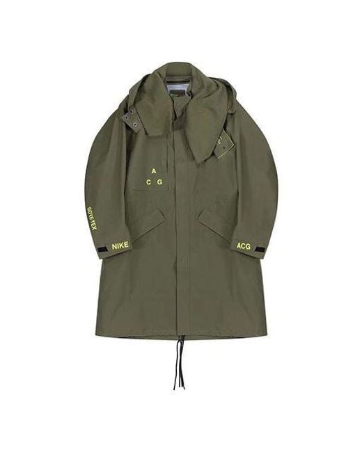 Nike Green Lab Acg Gore-tex Casual Hooded Long Jacket Olive for men