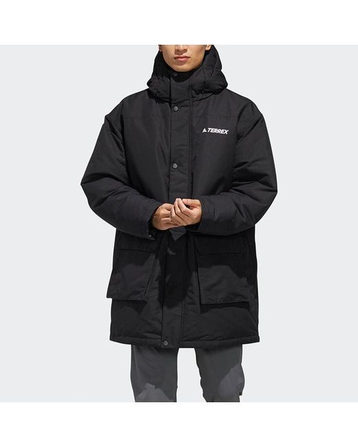 Adidas Black Xplr Dwn Stay Warm Outdoor Hooded Down Jacket for men