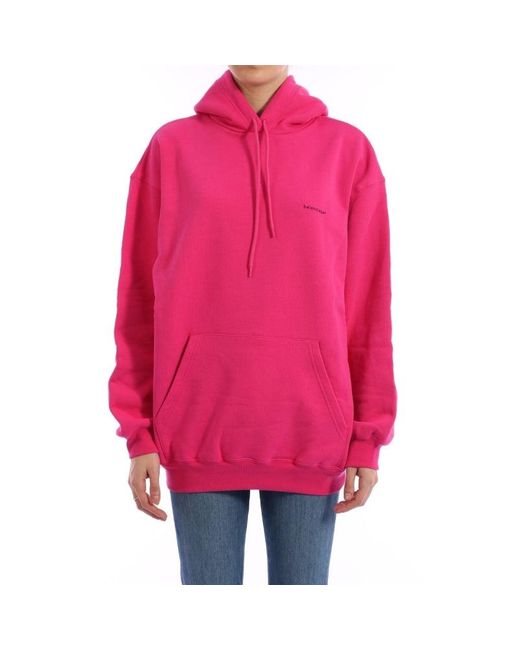 Balenciaga Pink (Wmns) Classic Logo Minimalistic Solid Color Hoodie