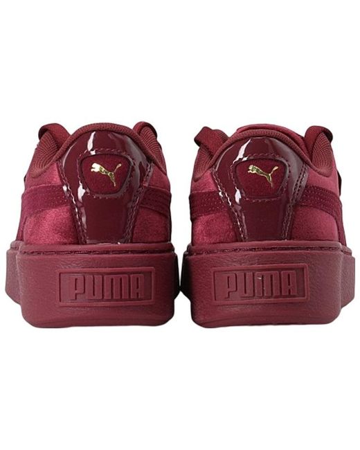 PUMA Red (Wmns) Platform Velvet Low-Top Sneakers