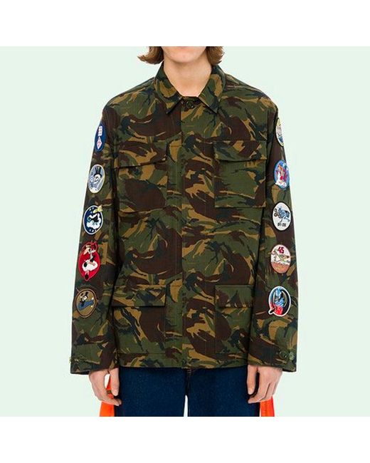 Off-White c/o Virgil Abloh Green Back Arrows Sketch Medal Ribbon Camouflage Jacket for men