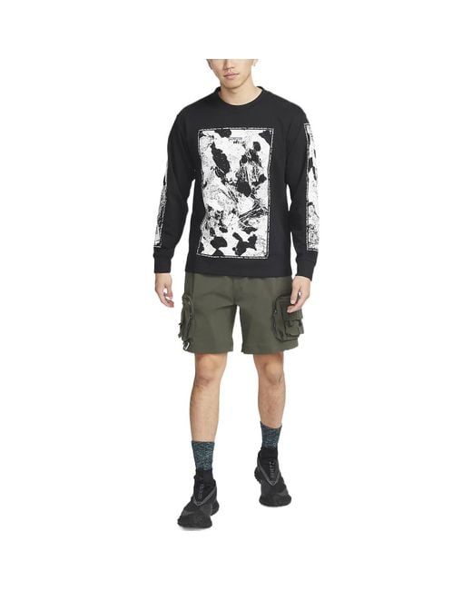 Nike Black Ss22 Acg Large Abstract Rock Pattern Printing Round Neck Pullover for men