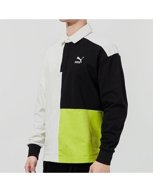 PUMA Green Retro Color Block Polo Shirt for men