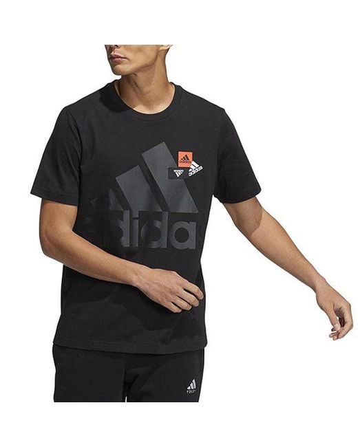 Adidas Black Mh Bp3 Tee1 Alphabet Logo Printing Round Neck Short Sleeve T-Shirt for men