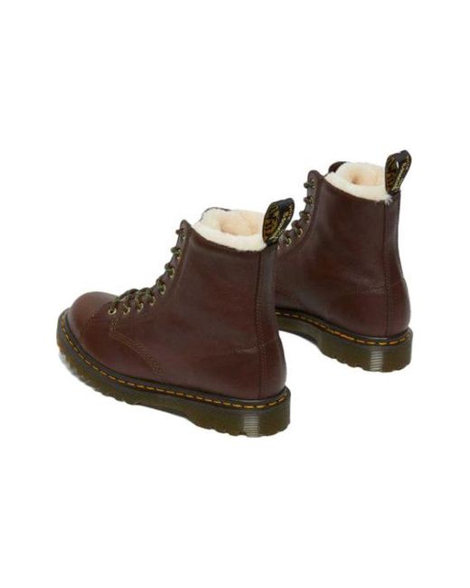 Dr. Martens Brown Barton Shearling Lined Leather Ankle Boots