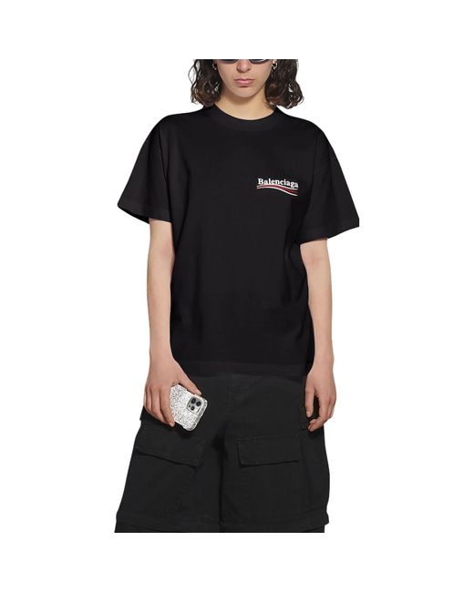 Balenciaga Black (Wmns) Political Campaign Logo Short Sleeve T-Shirt