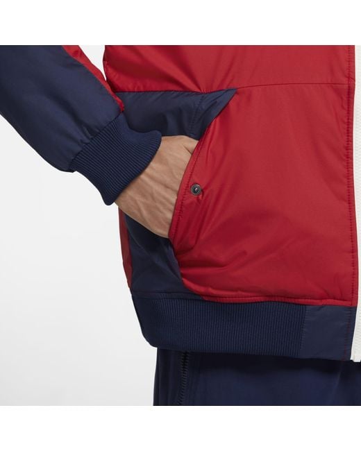 Nike Red Sportswear Therma-Fit Legacy Reversible Bomber Jacket for men