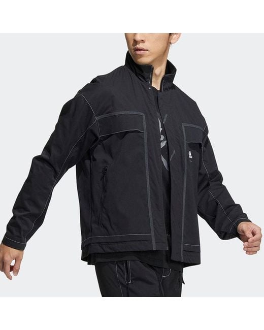 Adidas Blue Martial Arts Series Stand Collar Sports Jacket Long Sleeves Autumn for men