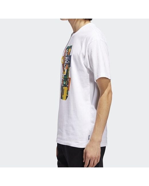 Adidas White Originals Pattern Logo Printing Short Sleeve for men
