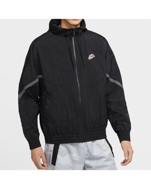 Nike Black Sportswear Windrunner+ Hooded Reflection Jacket for men
