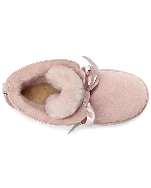 Ugg Pink (Wmns) Gita Bow Mini Cozy Stay Warm Plush Fleece Lined
