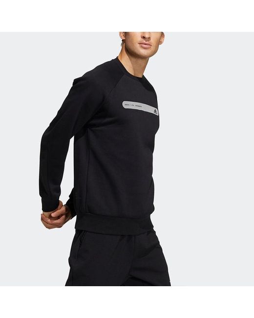 Adidas Black Th Swt Dk Ref Logo Printing Sports Pullover Round Neck for men