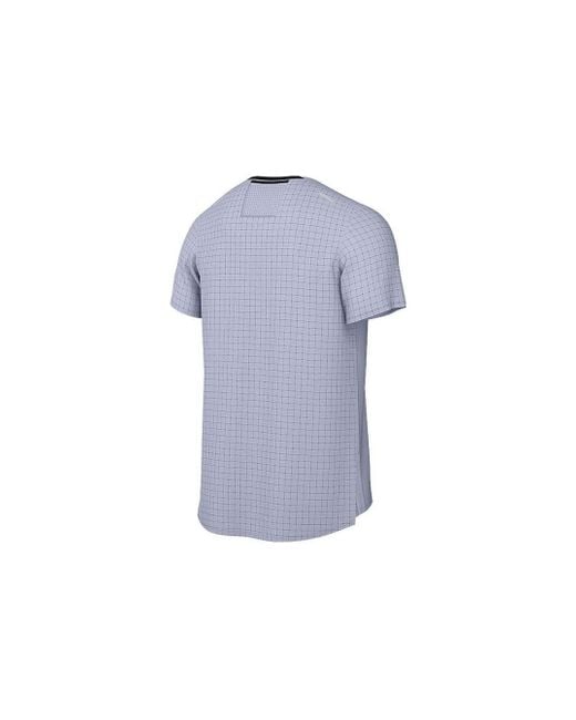 Nike Blue Solid Color Plaid Round Neck Pullover Breathable Short Sleeve T-Shirt for men
