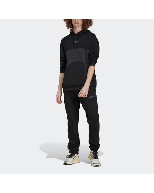 Adidas Black Originals R.Y.V. Elastic Waistband Drawstring Solid Color Cotton Casual Sports Pants/Trousers/Joggers for men