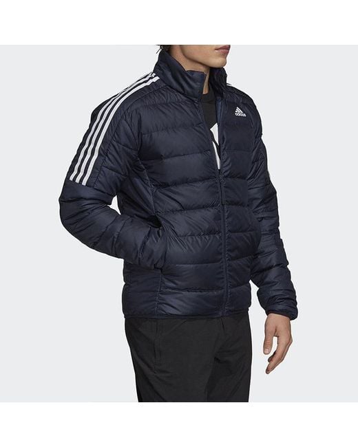 Adidas Blue Ess Down Logo Print, Warm, Casual Down Jacket Legendary Ink for men