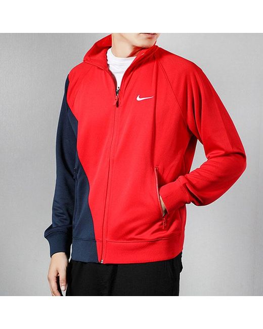 Nike Red Casual Sports Knit Cardigan Stand Collar Jacket Large for men