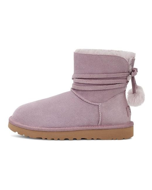 Ugg Purple (Wmns) Mini Bailey Bow Pom 'Taupe'