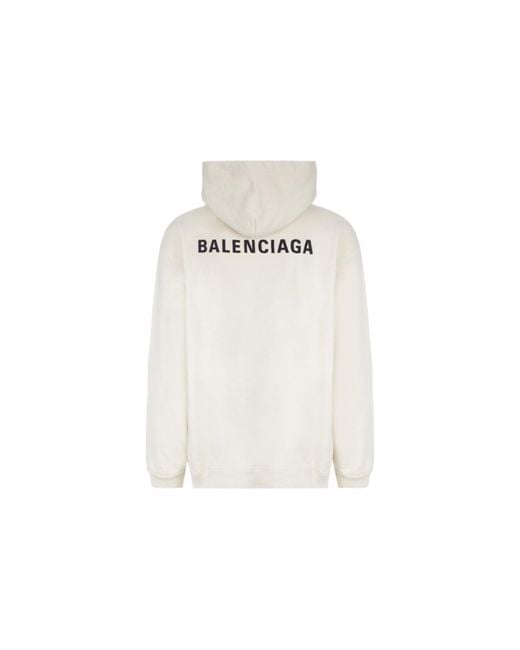 Balenciaga White Back Logo Hoodie Regular Fit 'Off' for men