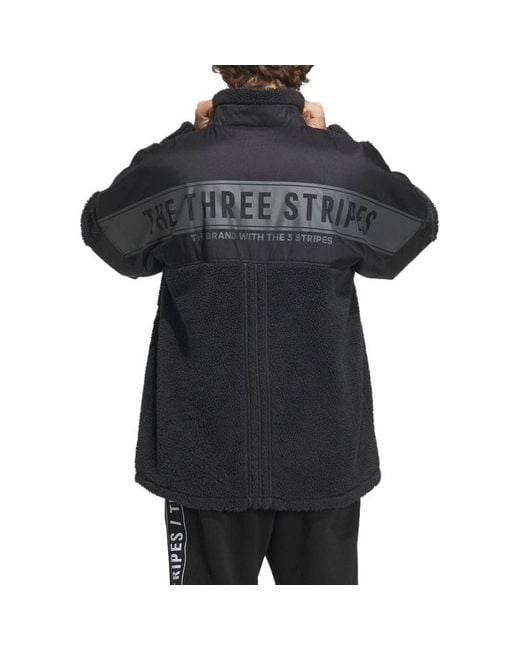 Adidas Black Warding Oversized Boa Full-Zip Jacket (Gender Neutral) for men