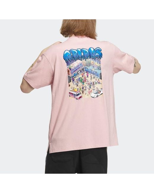 Adidas Pink Originals X Monkey Kingdom Gfx T-Shirt for men
